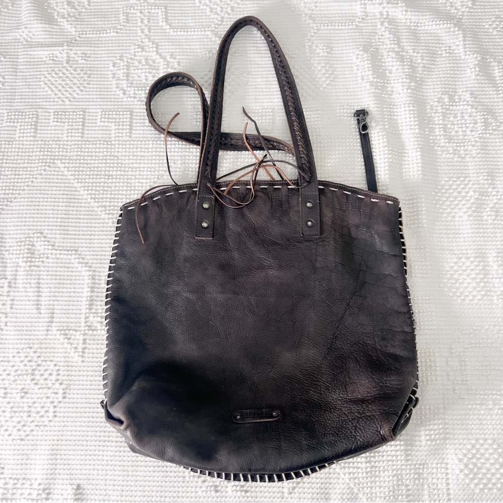 Bed Stu Barra Tote Bag Brown, Taupe Leather Stitching - Picture 7 of 11